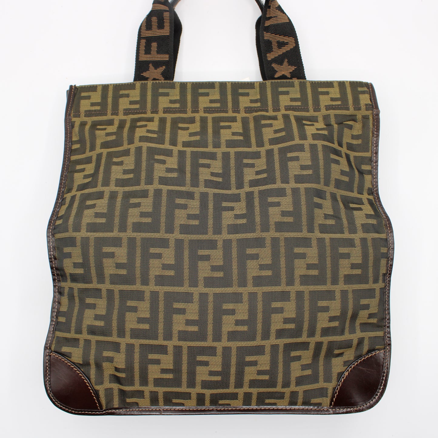 Fendi Brown Zucca Canvas Tote Bag with Leather Accents