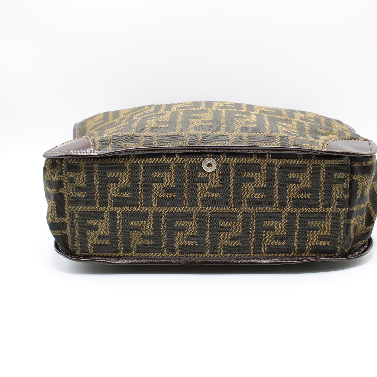 Fendi Brown Zucca Canvas Tote Bag with Leather Accents