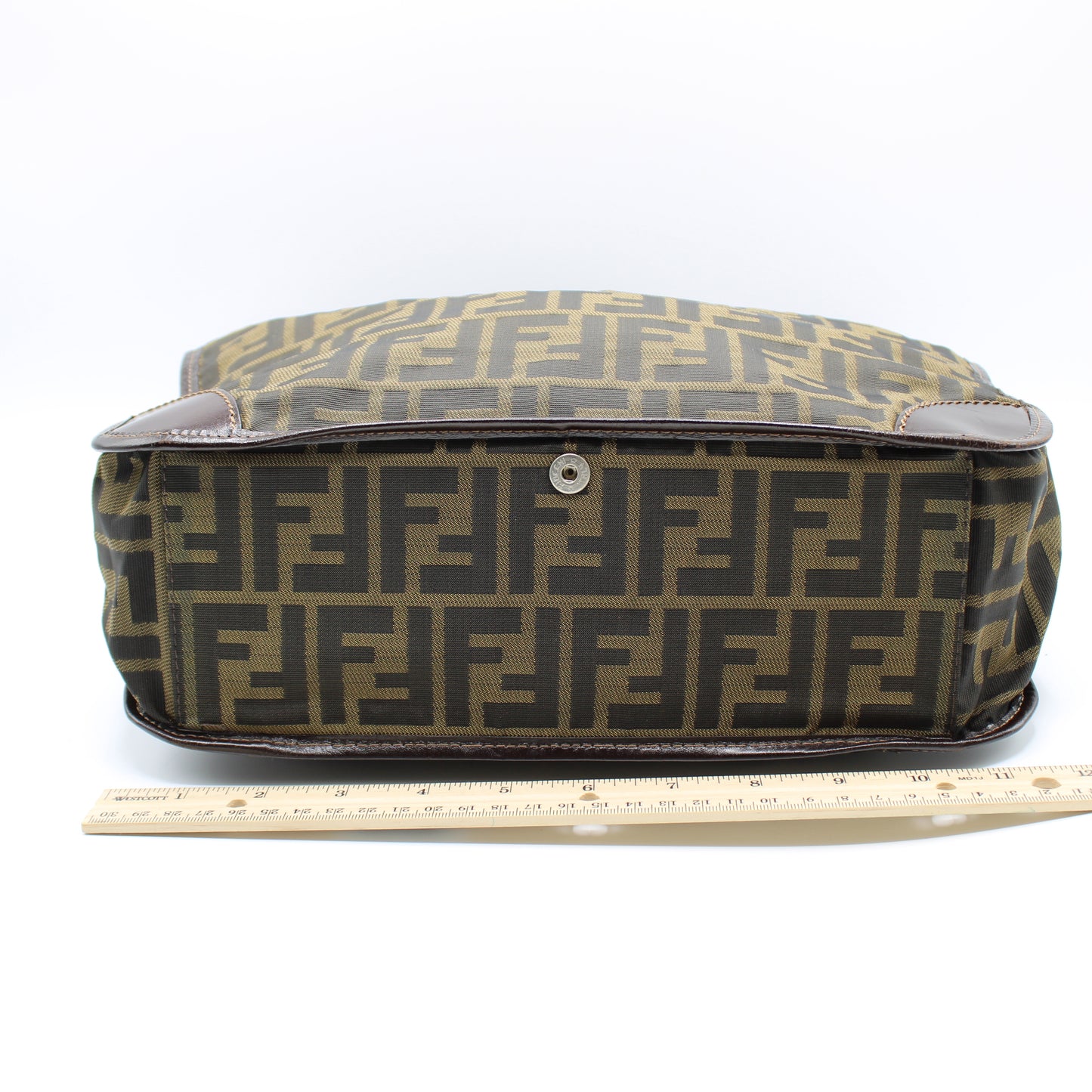 Fendi Brown Zucca Canvas Tote Bag with Leather Accents