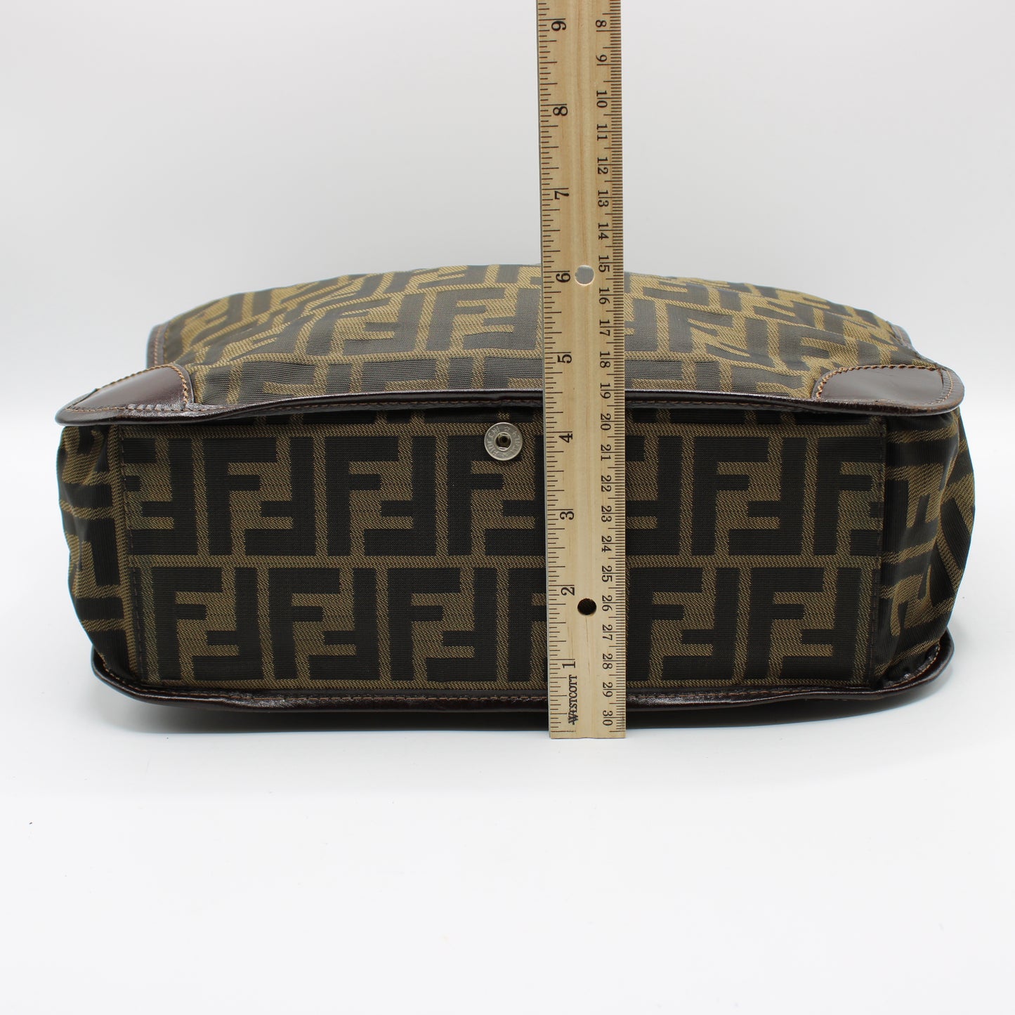 Fendi Brown Zucca Canvas Tote Bag with Leather Accents