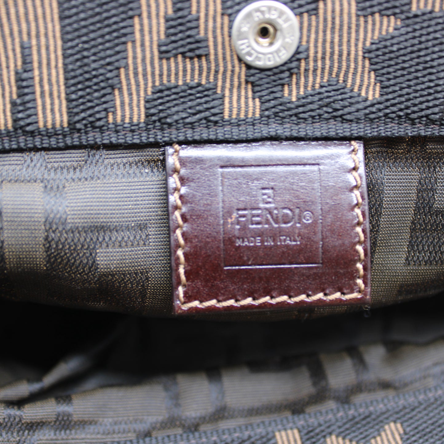Fendi Brown Zucca Canvas Tote Bag with Leather Accents