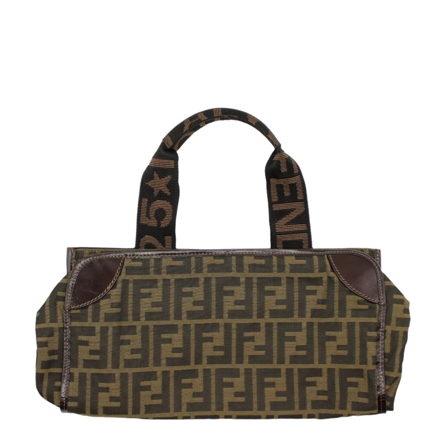 Fendi Brown Zucca Canvas Tote Bag with Leather Accents