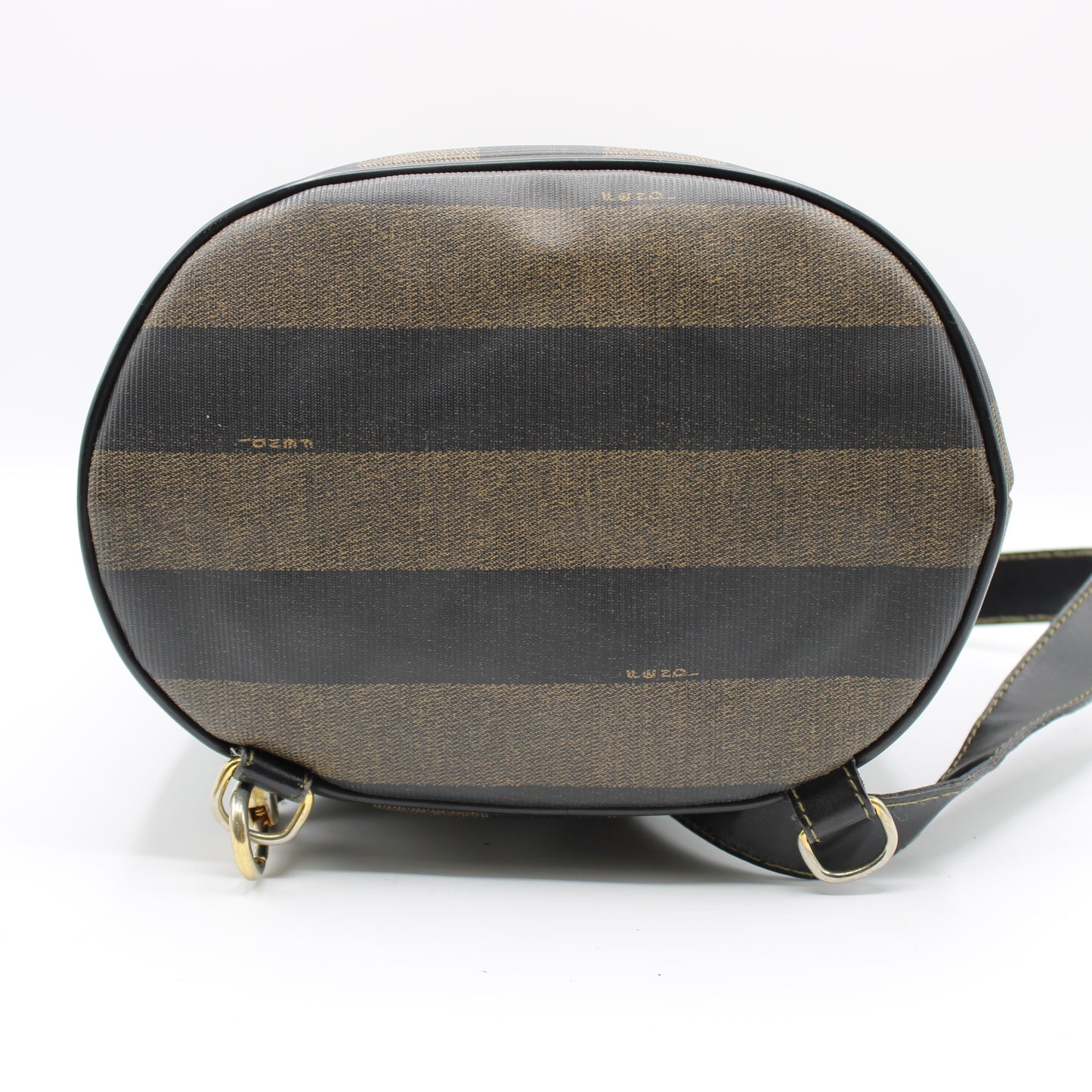 Fendi Pequin Striped Sling Bag Adjustable Shoulder Strap Leather Trim