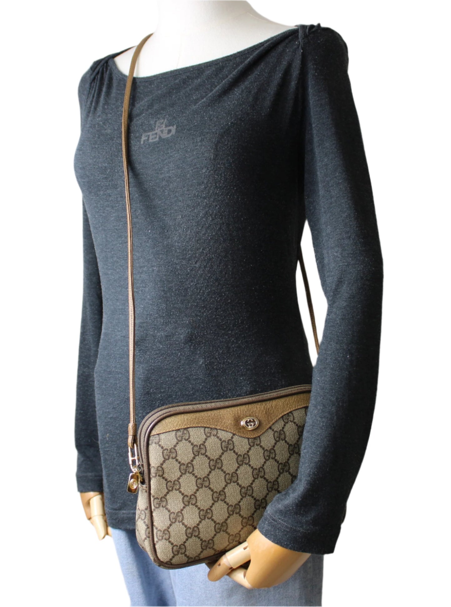 Gucci Brown GG Canvas and Leather Crossbody Bag