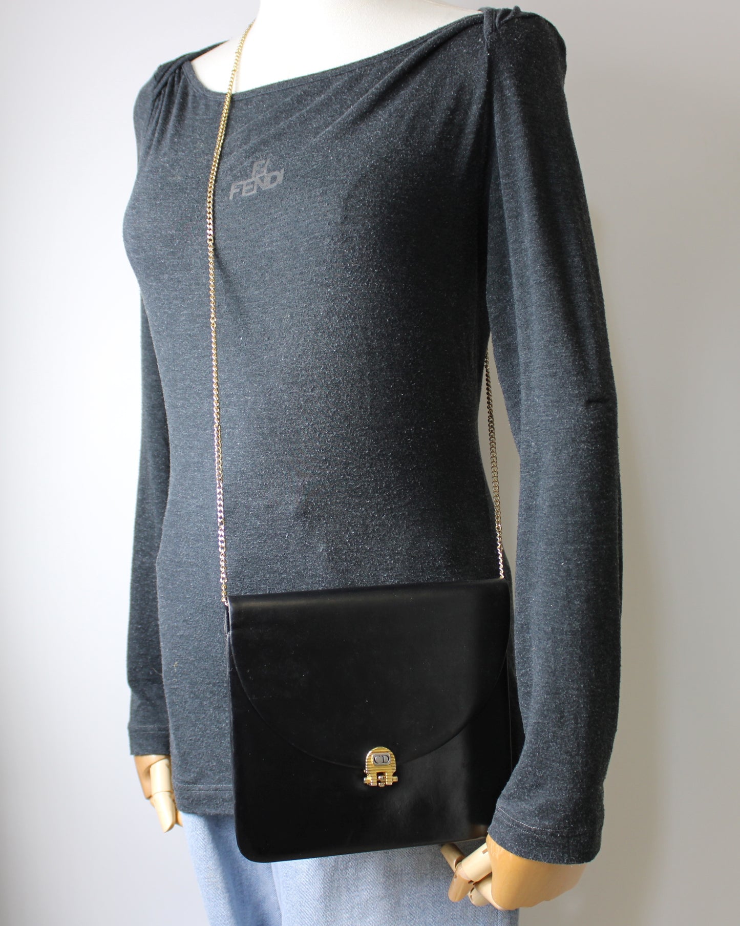 Christian Dior Black Leather Chain Crossbody Bag