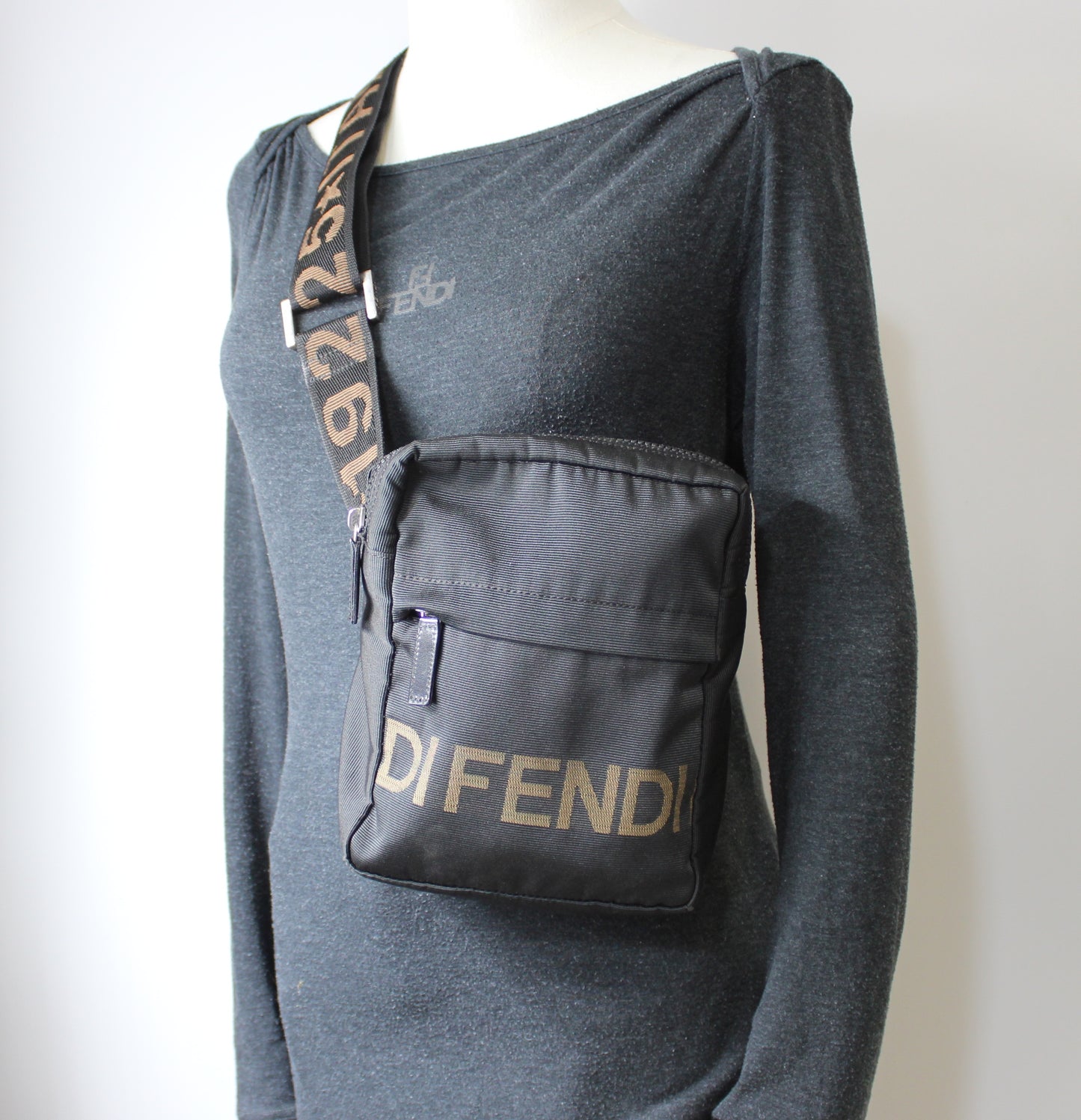 Fendi Black 1925 Roma Logo Crossbody Waist Bag