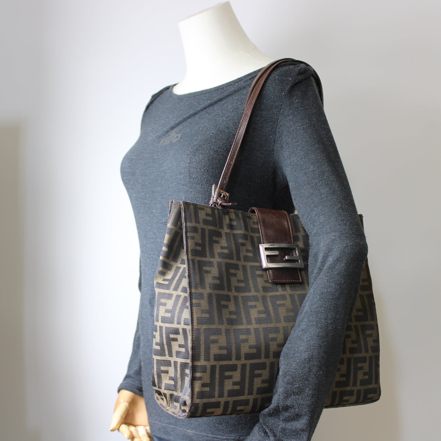 Fendi Brown Zucca Canvas Mama Baguette Tote Bag