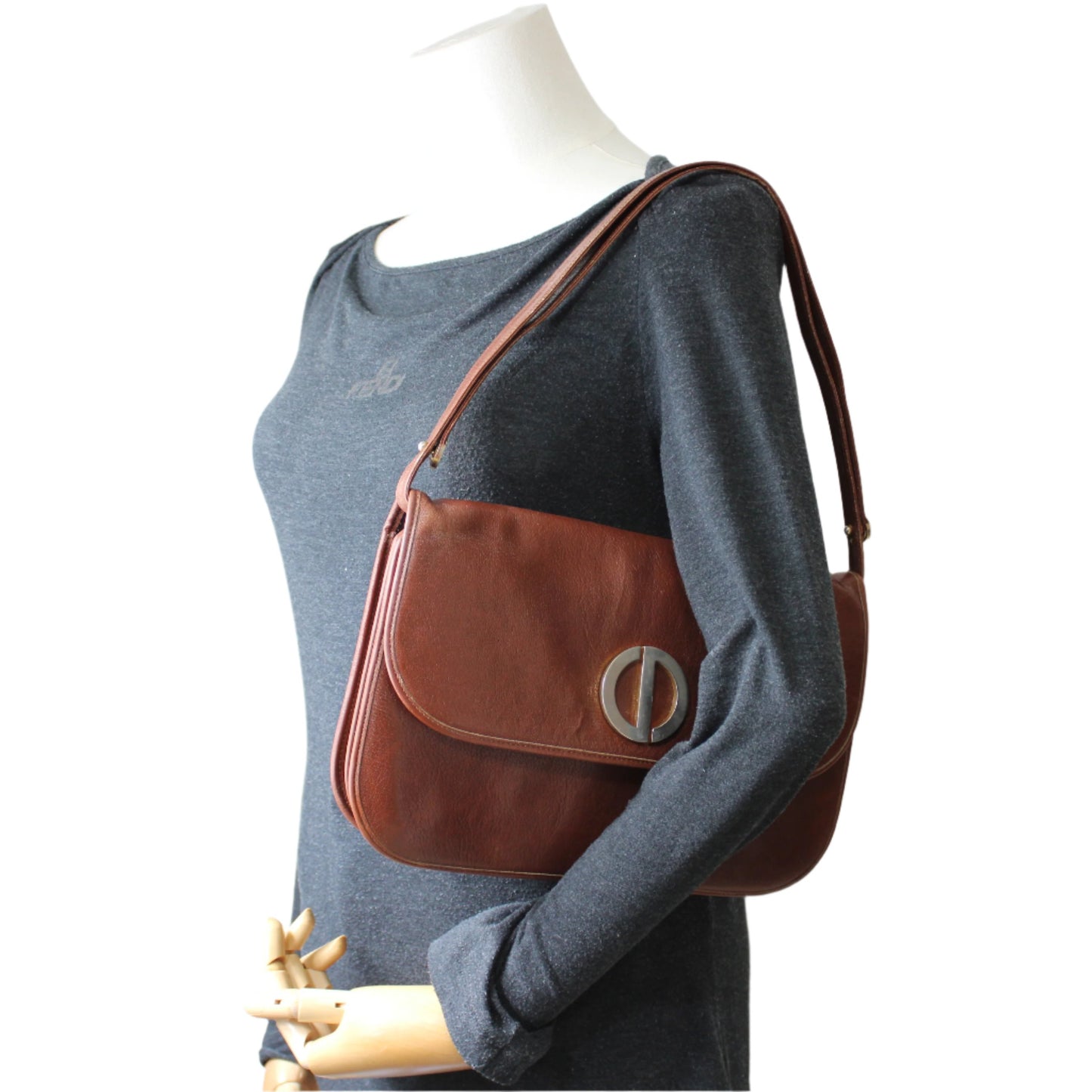 Christian Dior Burnt Sienna Leather Foldover Shoulder Bag