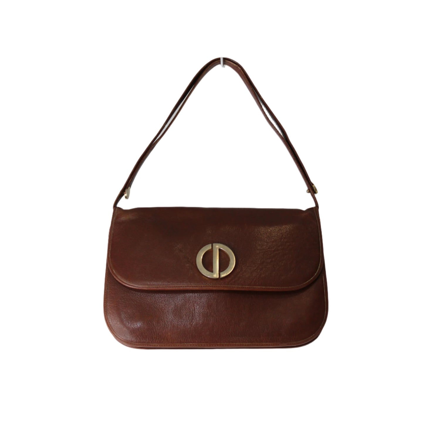 Christian Dior Burnt Sienna Leather Foldover Shoulder Bag