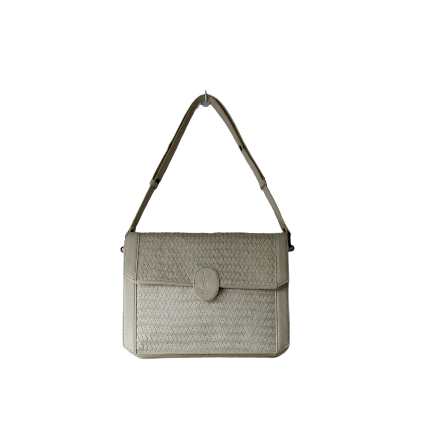Yves Saint Laurent White Woven Leather Handbag