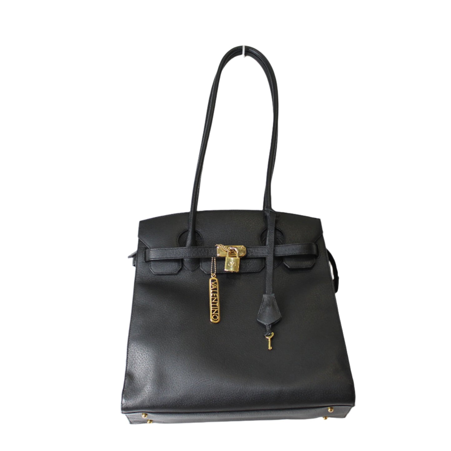 Valentino Garavani J Lock Black Leather Tote Bag