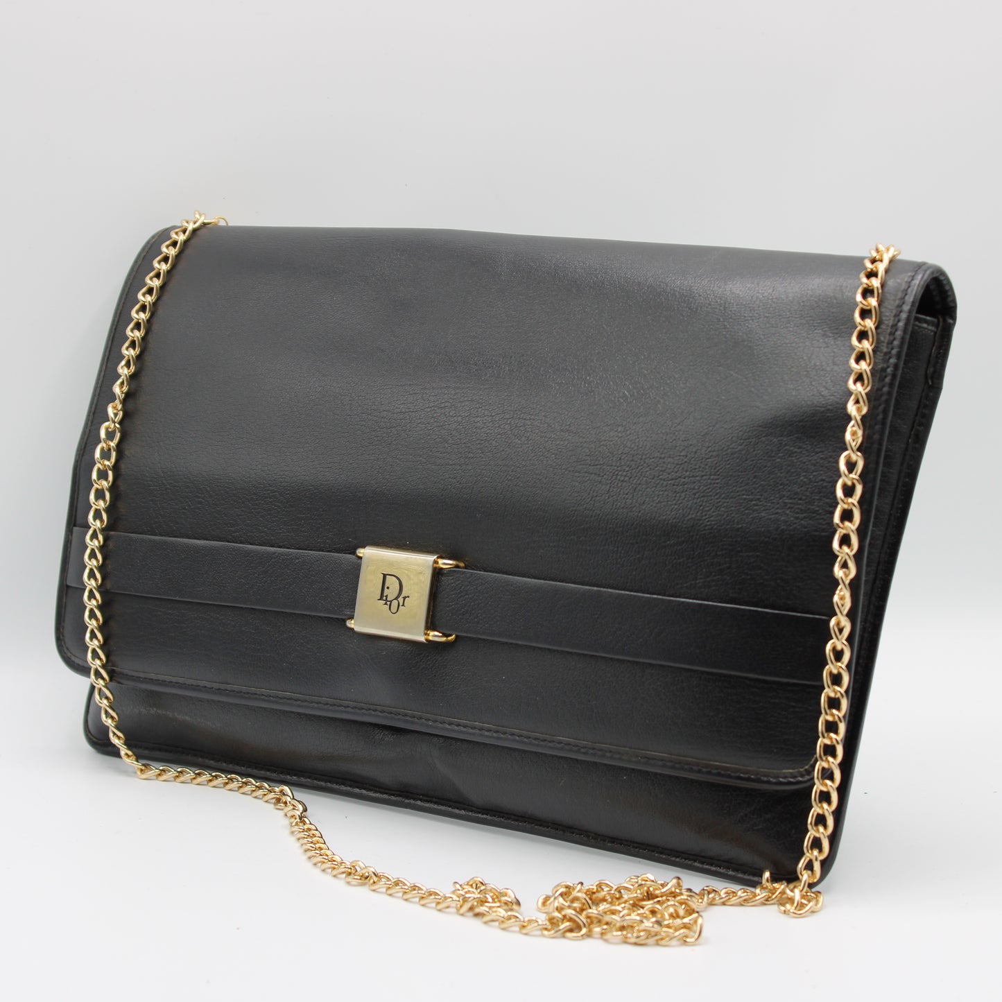 Christian Dior Black Leather Chain Crossbody Bag