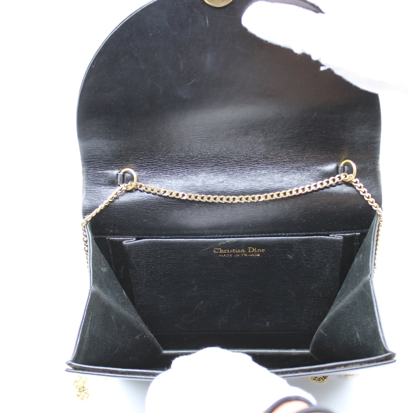 Christian Dior Black Leather Chain Crossbody Bag