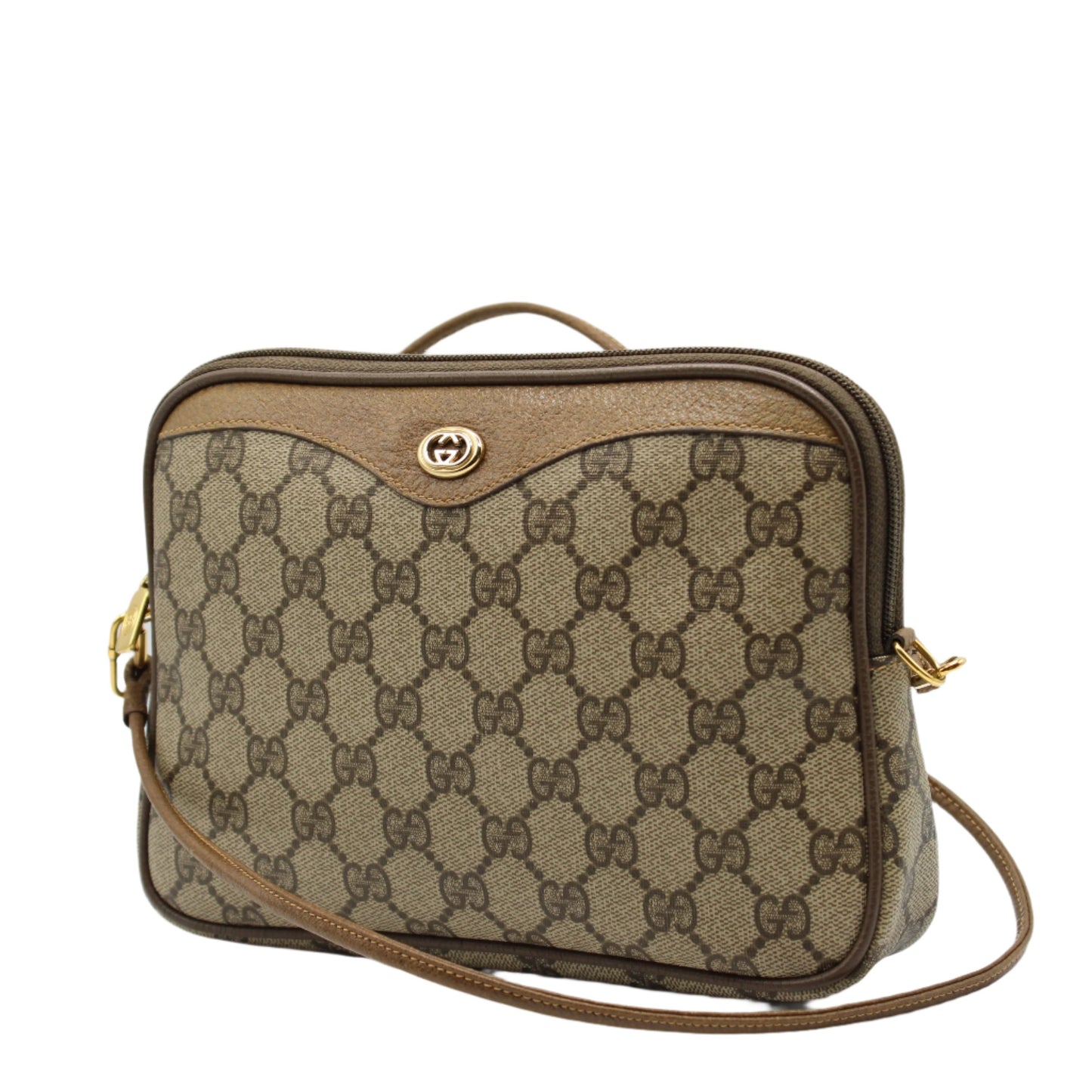 Gucci Brown GG Canvas and Leather Crossbody Bag