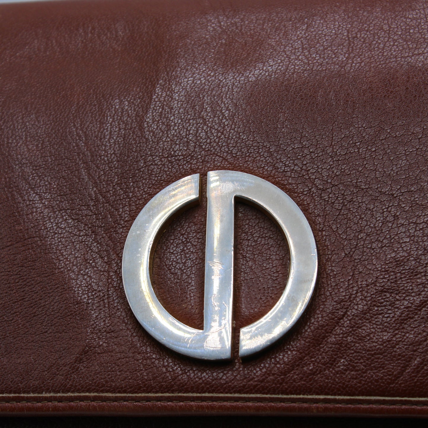 Christian Dior Burnt Sienna Leather Foldover Shoulder Bag