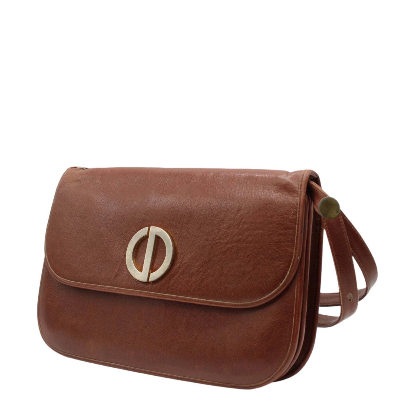 Christian Dior Burnt Sienna Leather Foldover Shoulder Bag