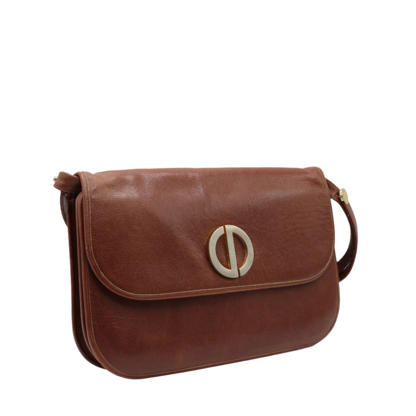 Christian Dior Burnt Sienna Leather Foldover Shoulder Bag