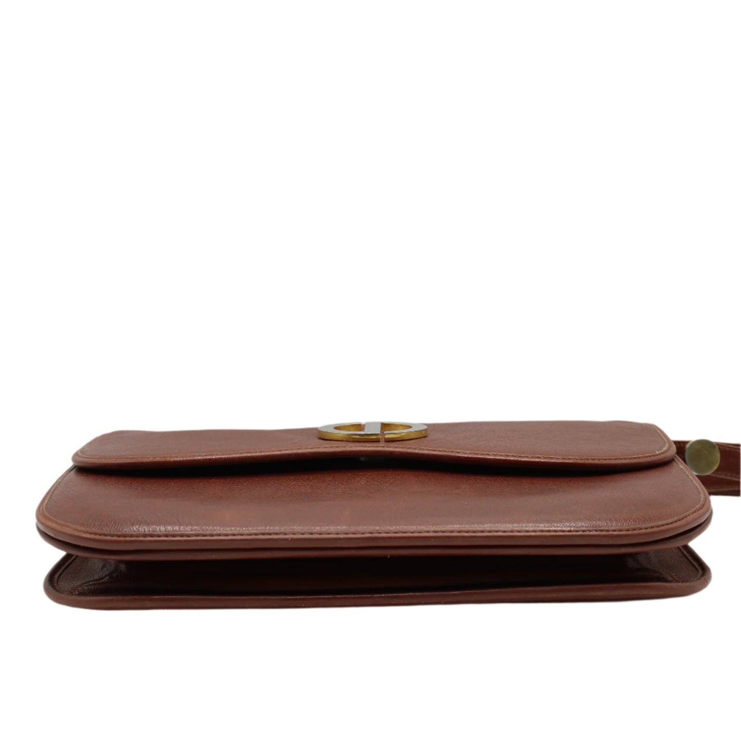 Christian Dior Burnt Sienna Leather Foldover Shoulder Bag
