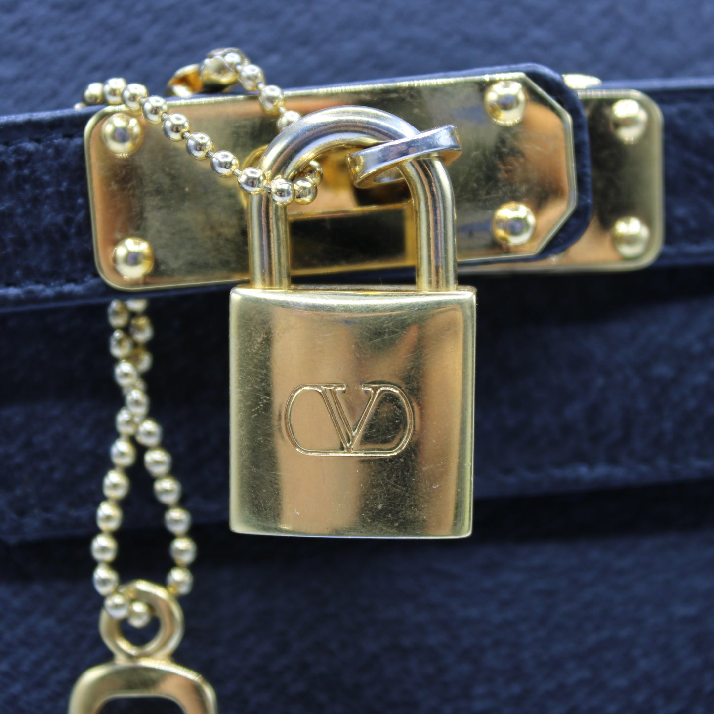 Valentino Garavani J Lock Black Leather Tote Bag