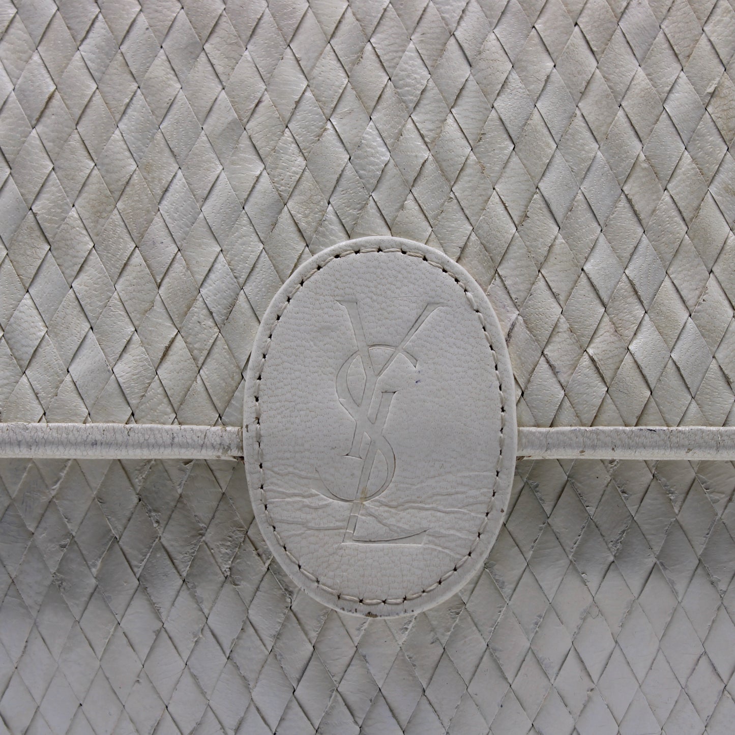 Yves Saint Laurent White Woven Leather Handbag