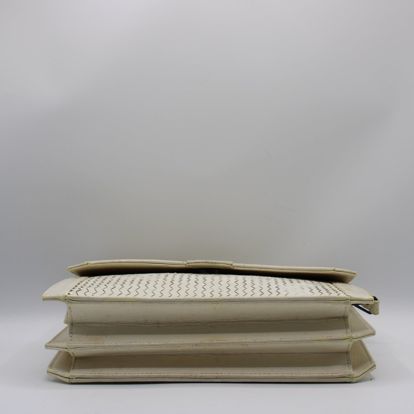 Yves Saint Laurent White Woven Leather Handbag