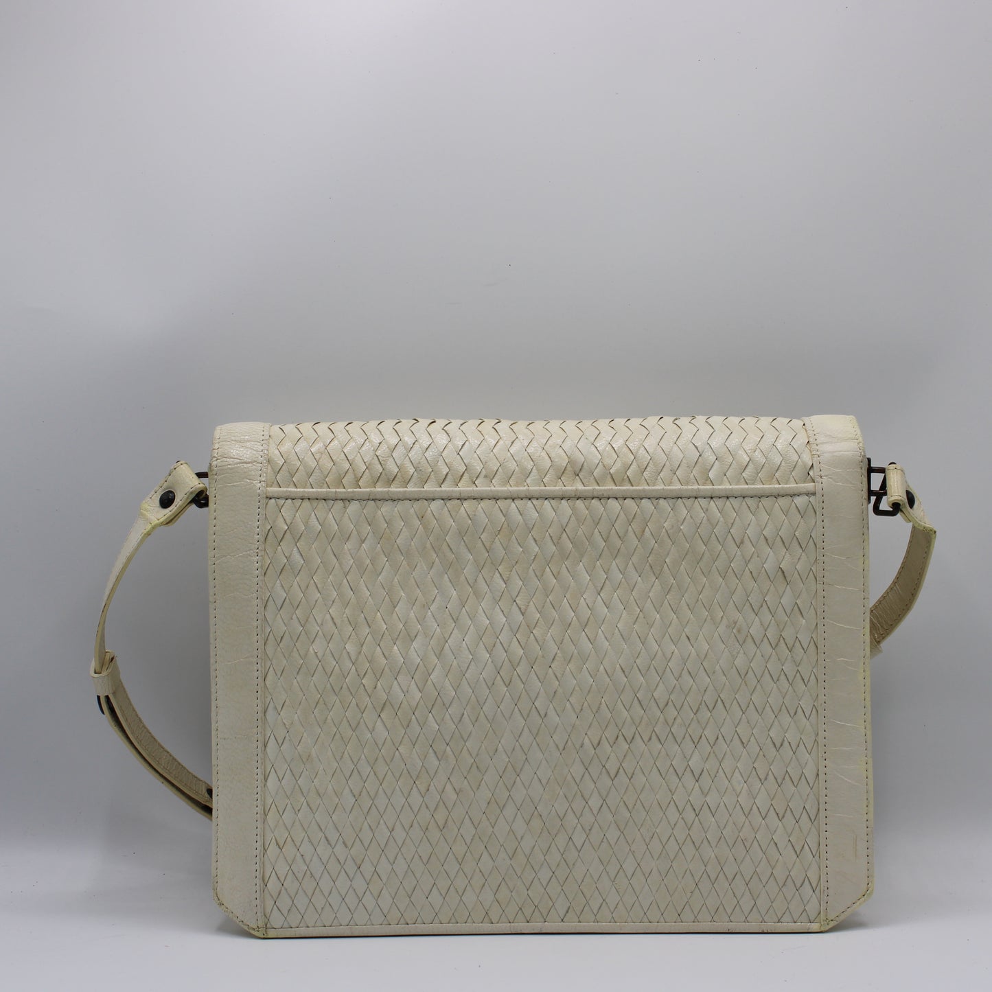 Yves Saint Laurent White Woven Leather Handbag