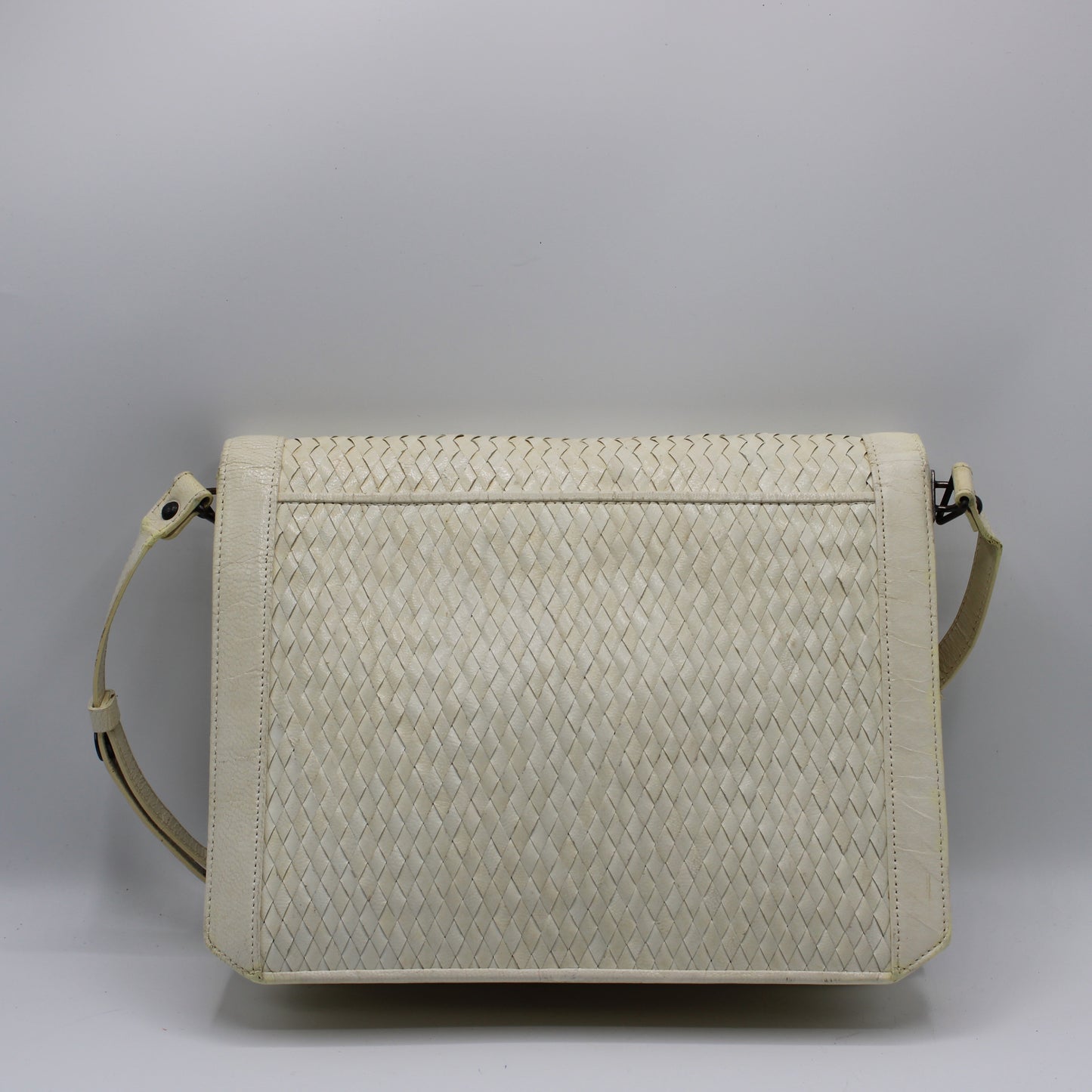Yves Saint Laurent White Woven Leather Handbag