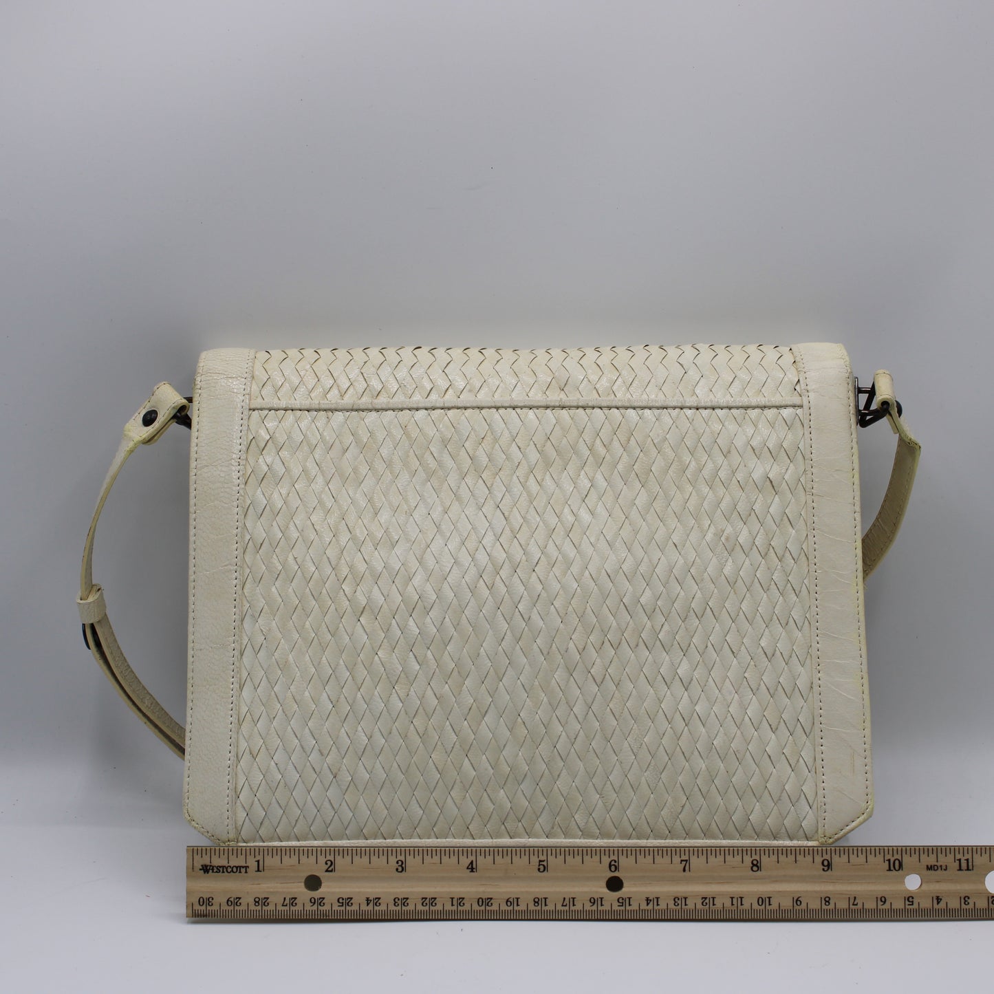 Yves Saint Laurent White Woven Leather Handbag
