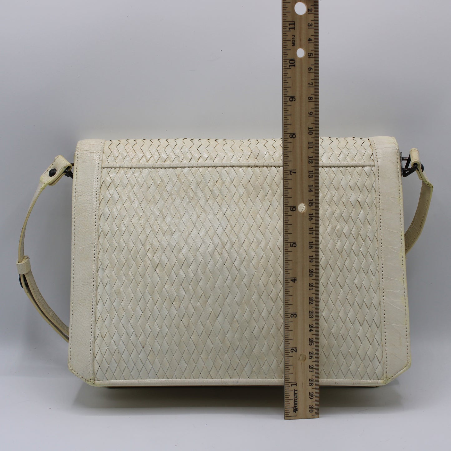 Yves Saint Laurent White Woven Leather Handbag