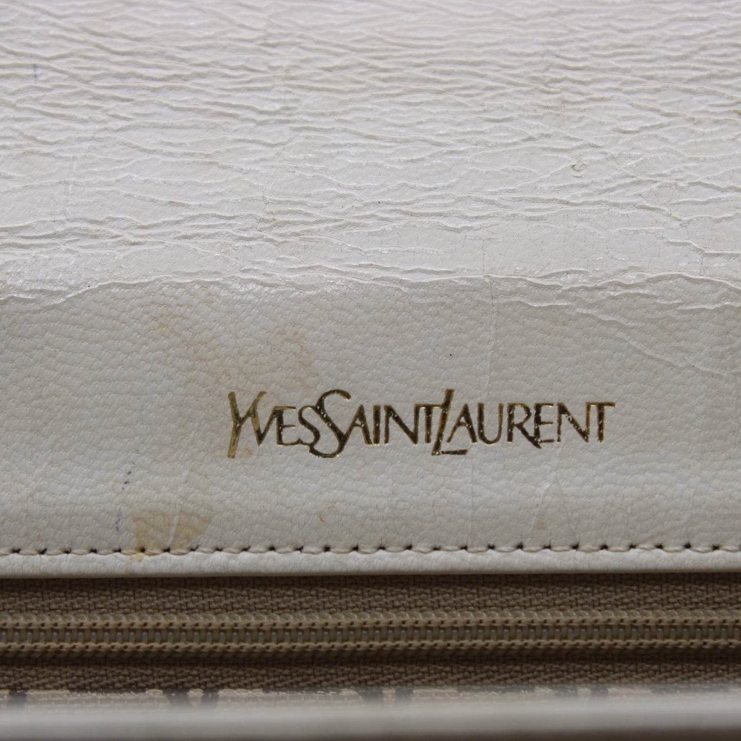 Yves Saint Laurent White Woven Leather Handbag
