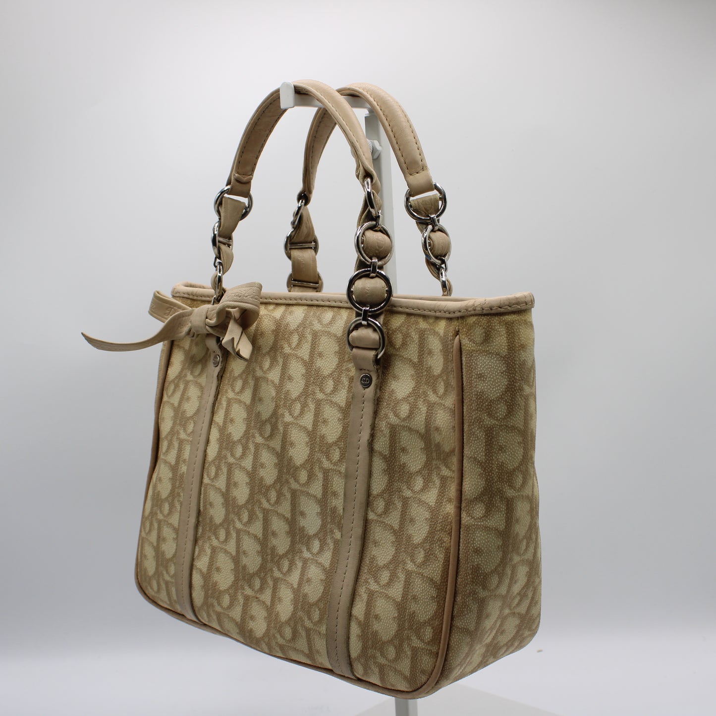 Christian Dior Beige Romantique Pattern Mini Tote Bag