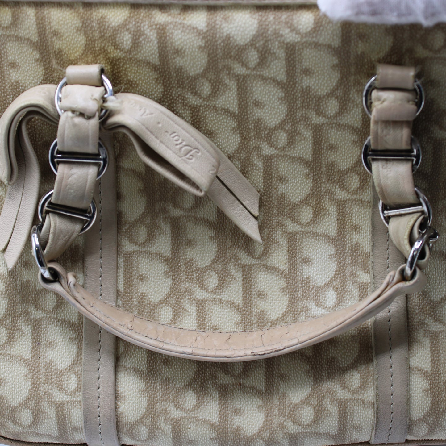 Christian Dior Beige Romantique Pattern Mini Tote Bag