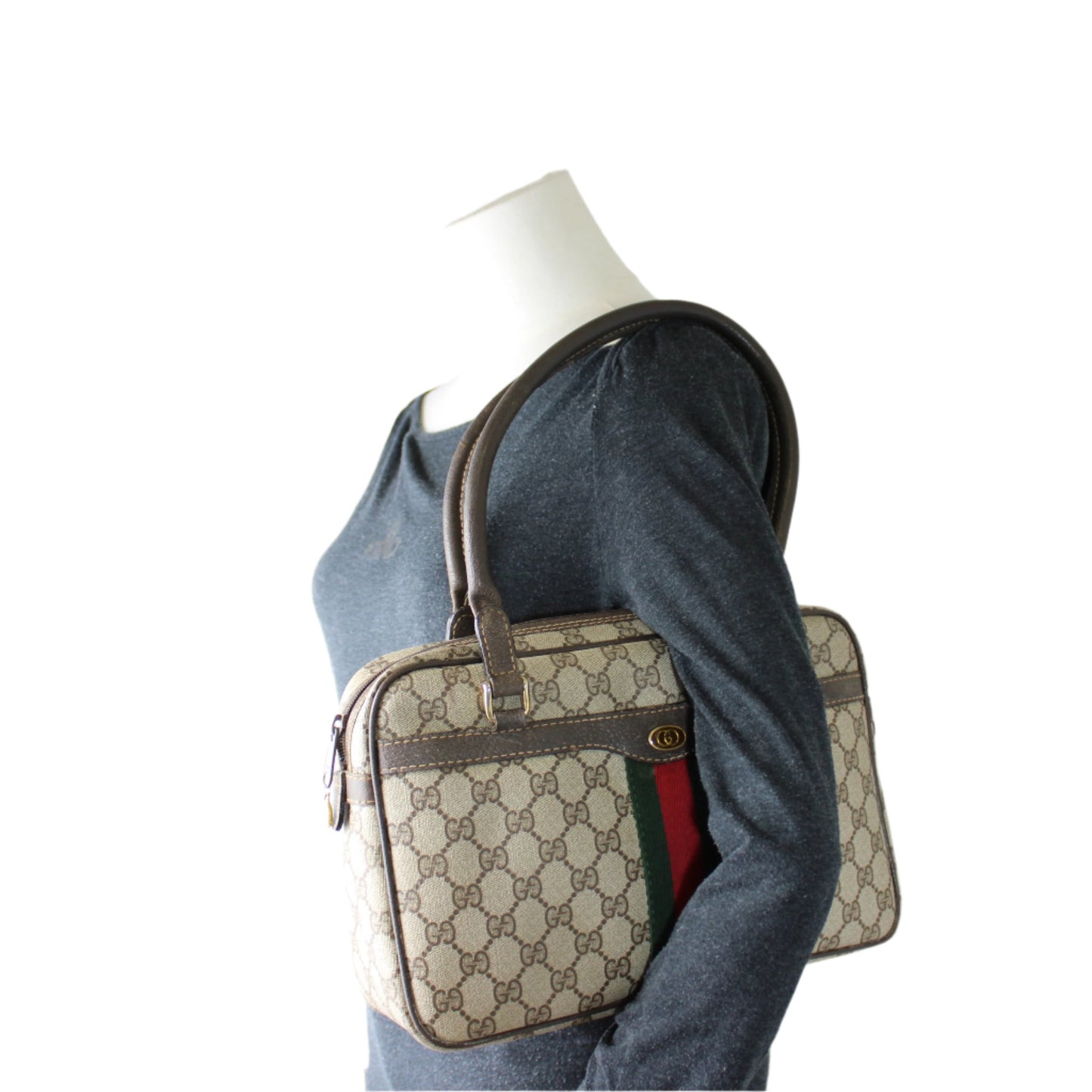 Gucci Beige Ophidia Boston Bag GG Canvas and Leather