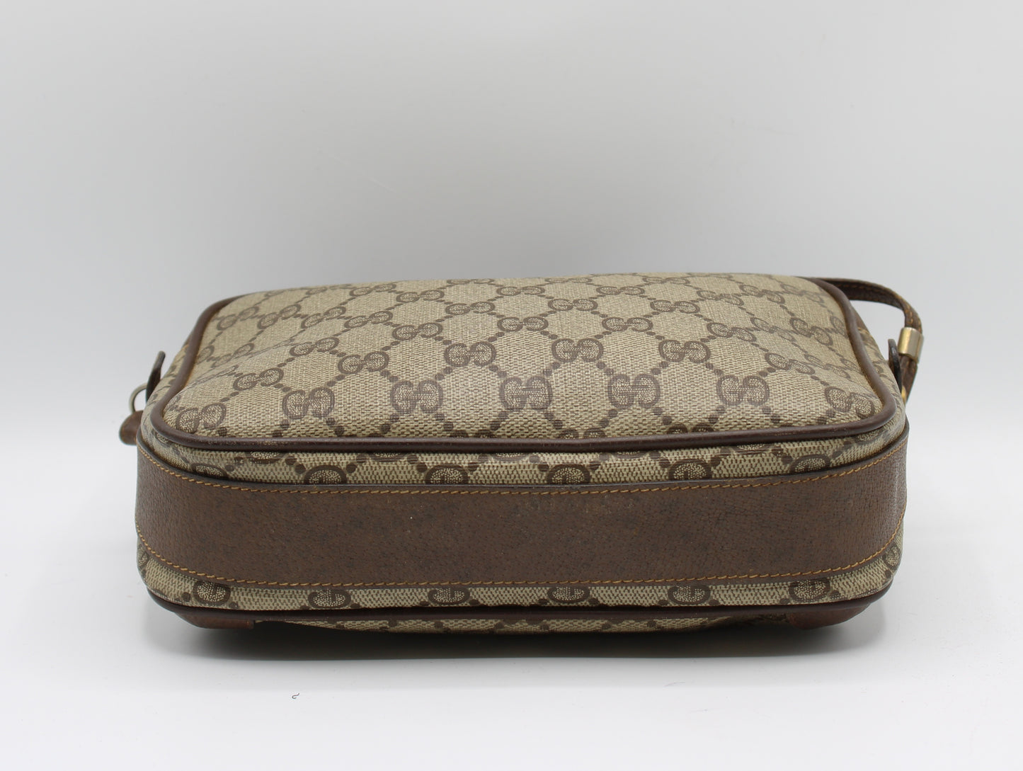 Gucci GG Canvas Brown Leather Crossbody Bag