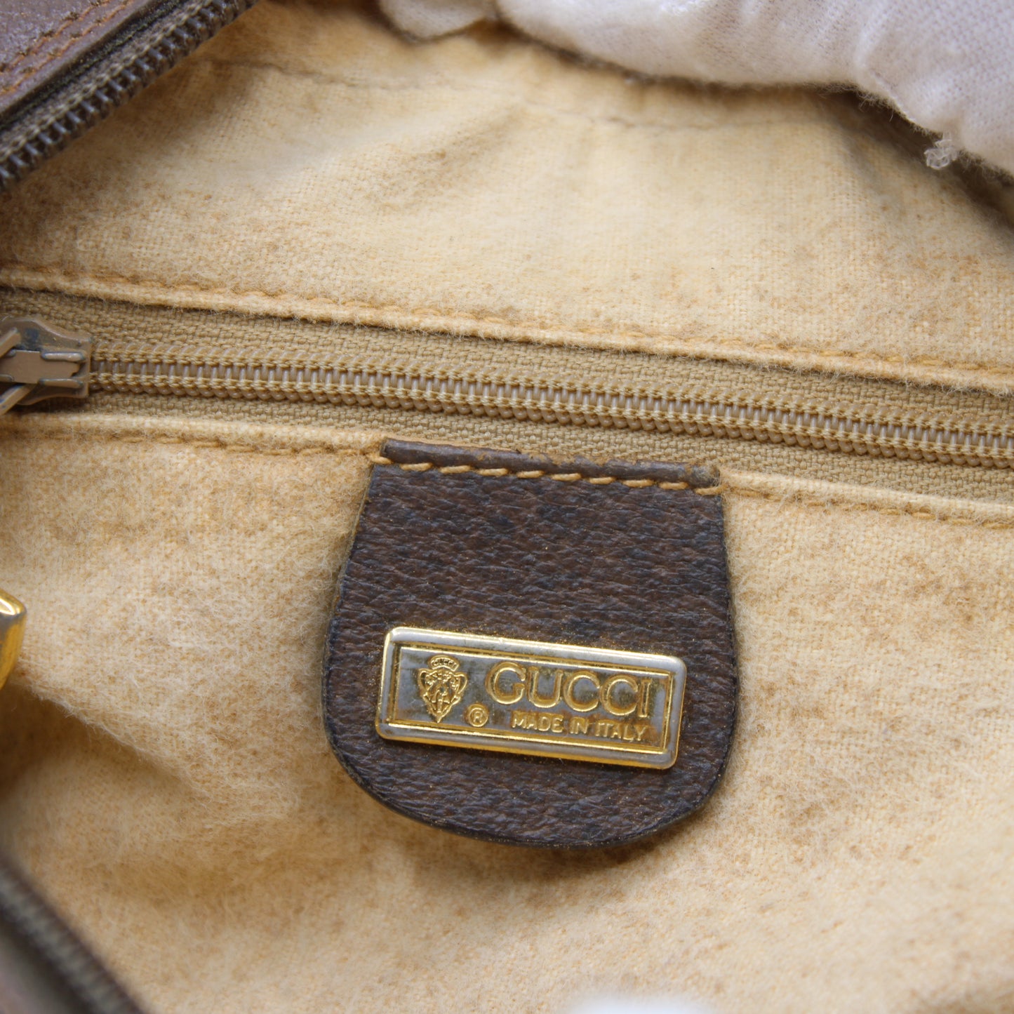 Gucci GG Canvas Brown Leather Crossbody Bag