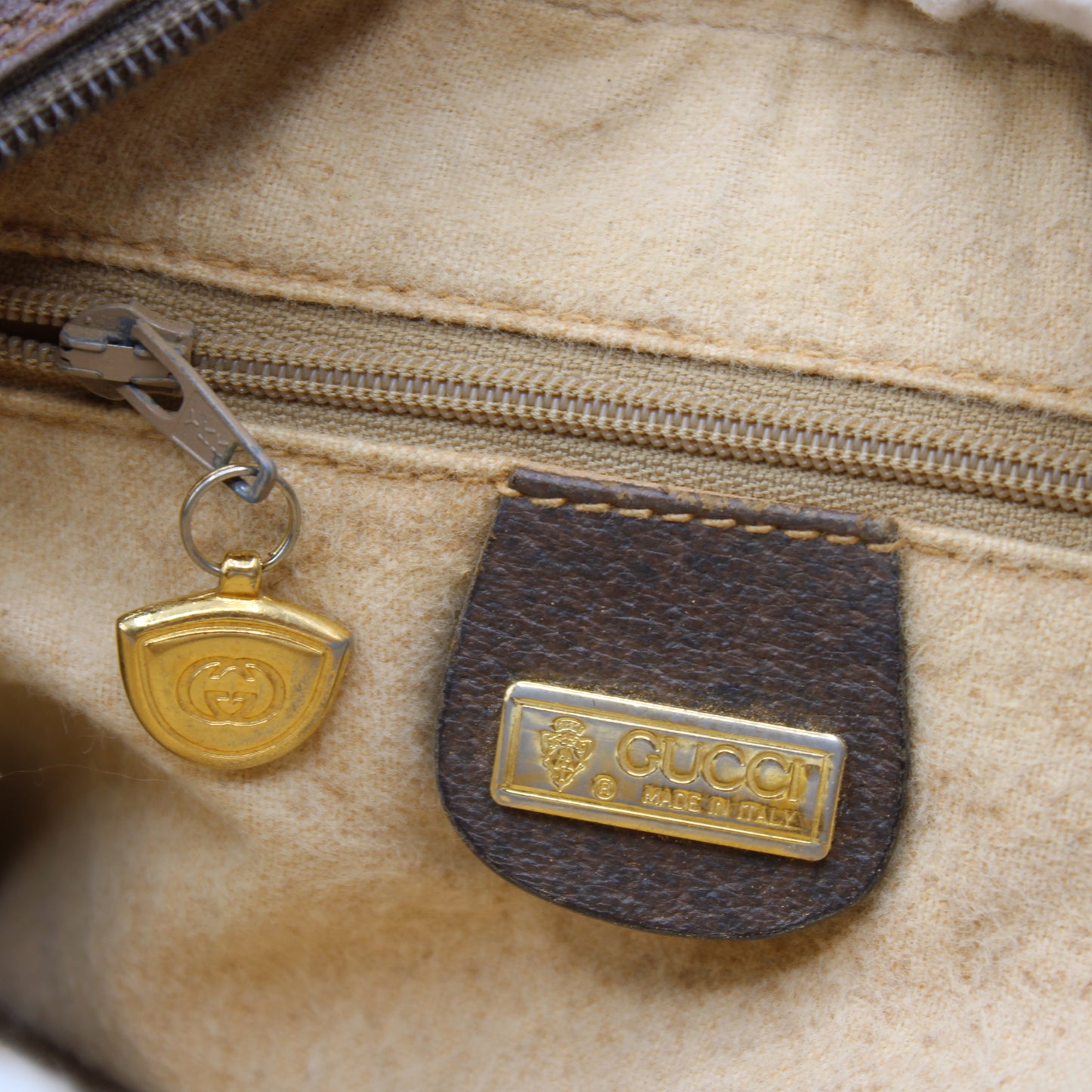 Gucci GG Canvas Brown Leather Crossbody Bag