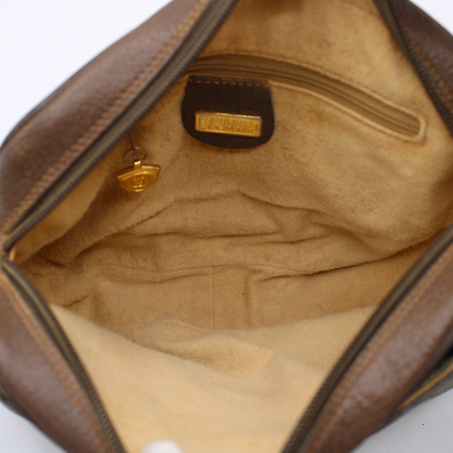 Gucci GG Canvas Brown Leather Crossbody Bag