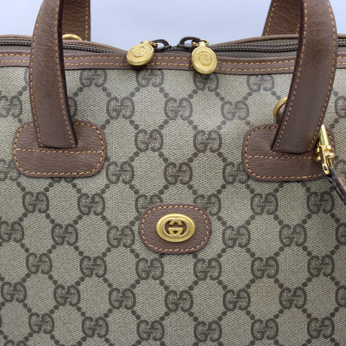 Gucci Brown GG Canvas Leather Dome Crossbody Bag