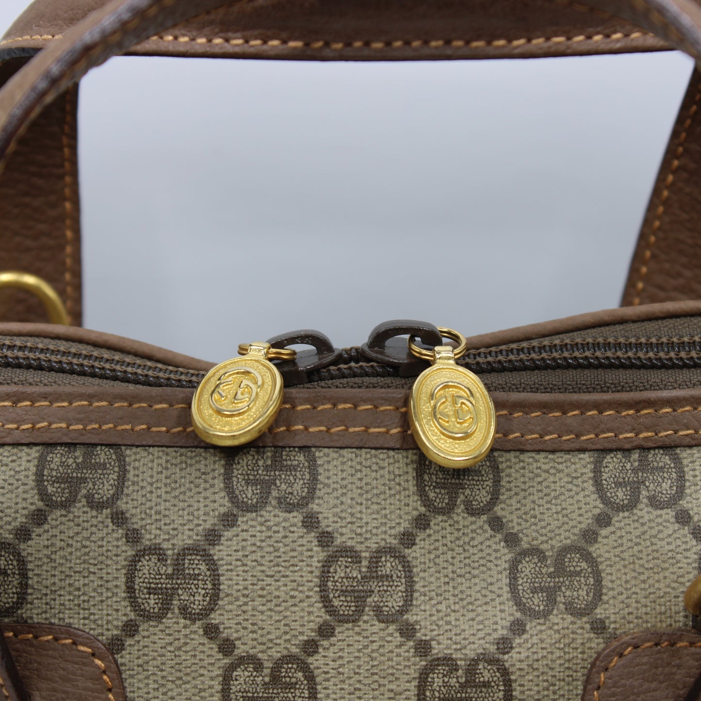 Gucci Brown GG Canvas Leather Dome Crossbody Bag