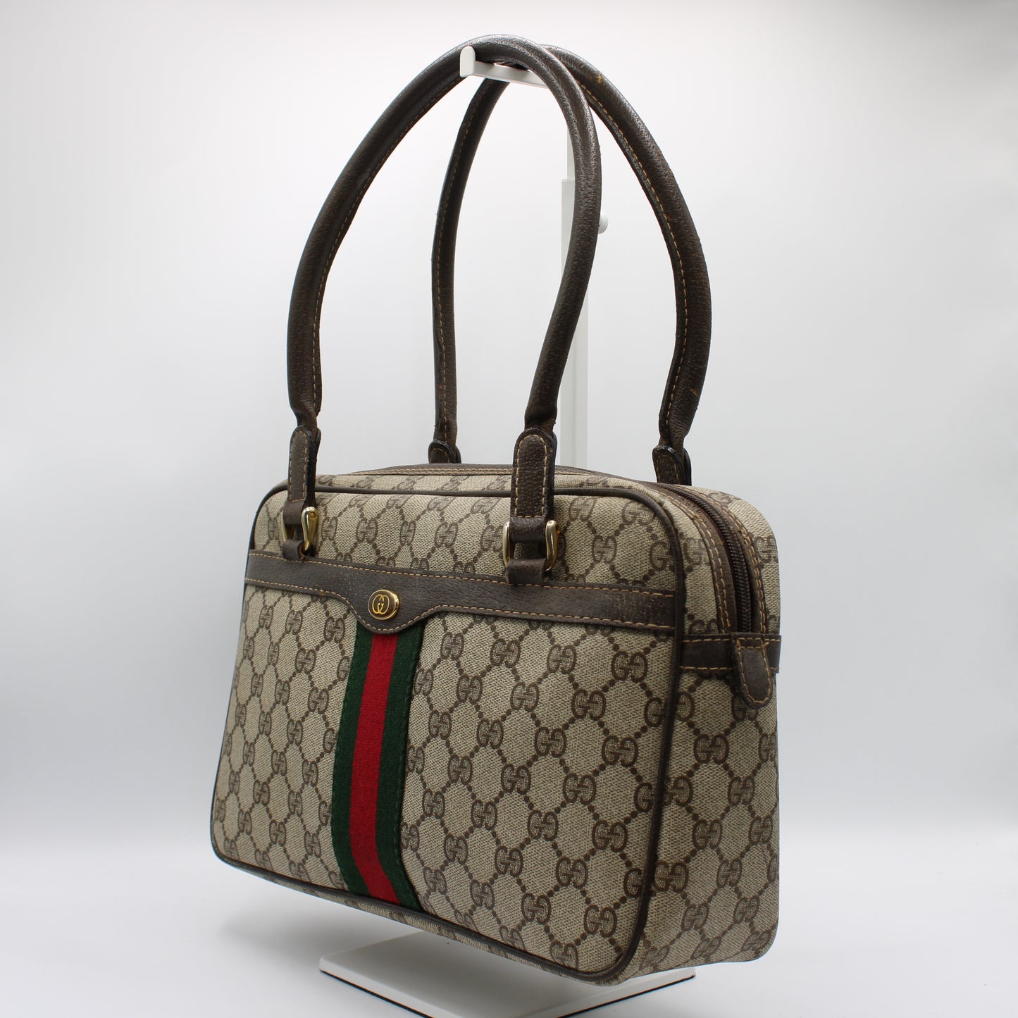 Gucci Beige Ophidia Boston Bag GG Canvas and Leather