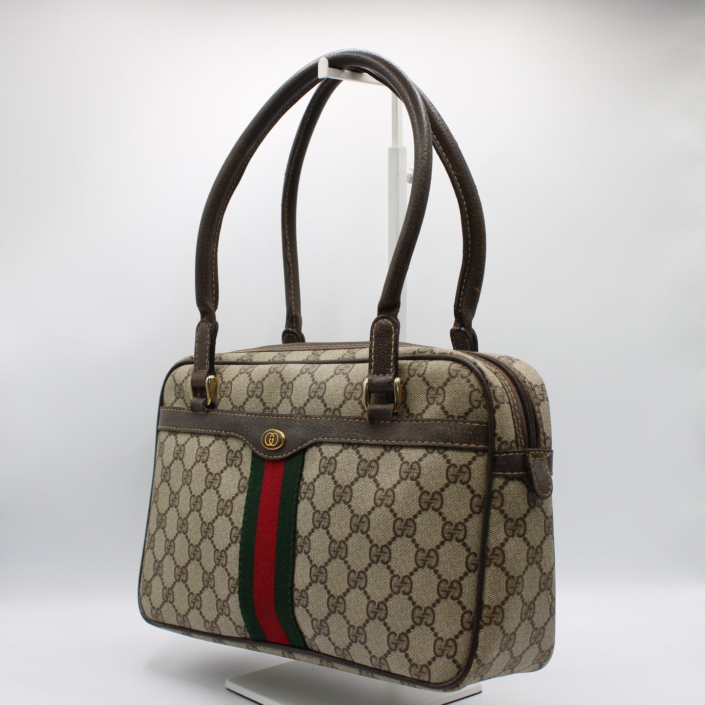Gucci Beige Ophidia Boston Bag GG Canvas and Leather