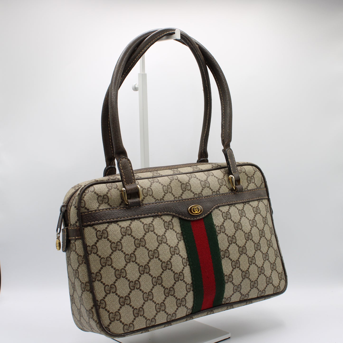 Gucci Beige Ophidia Boston Bag GG Canvas and Leather
