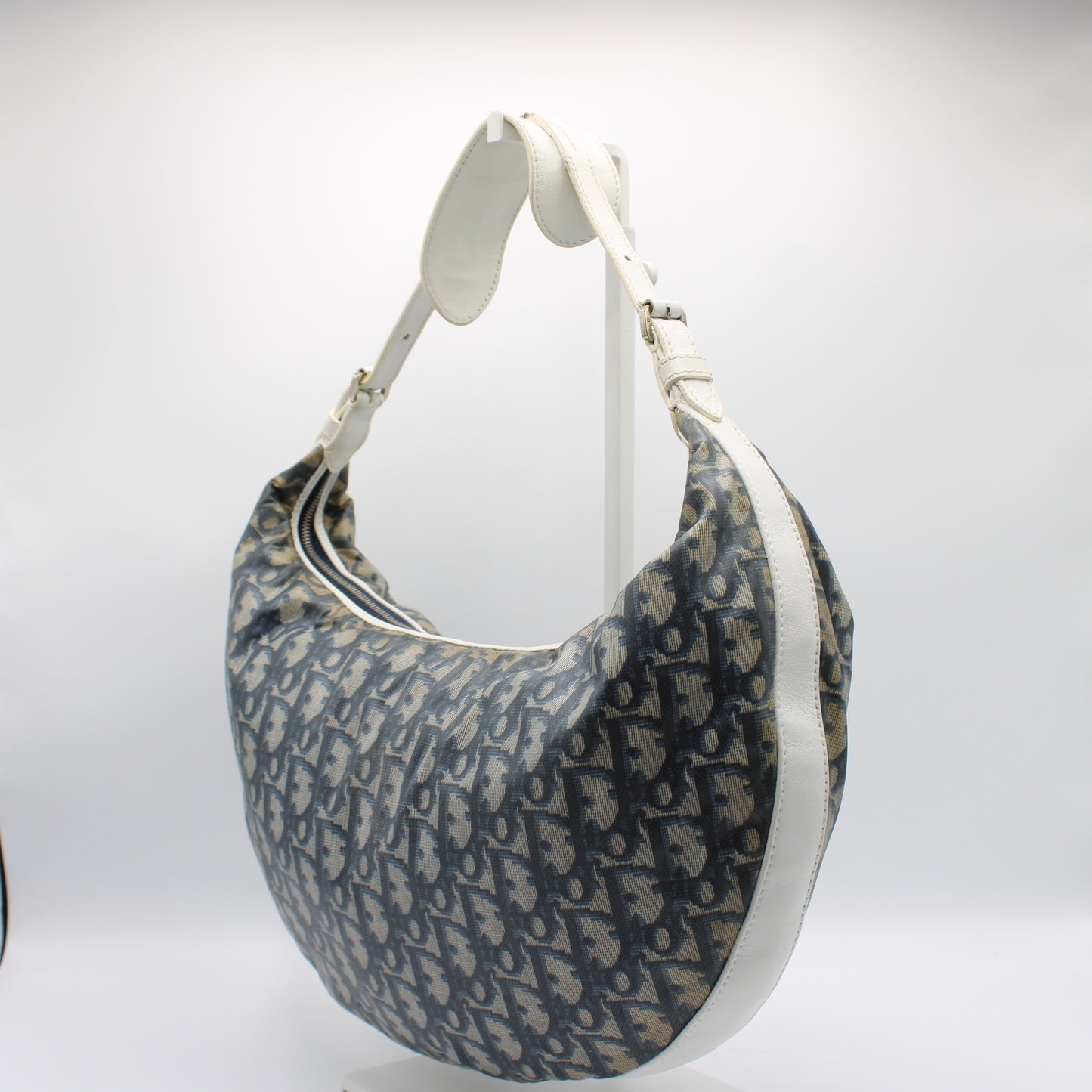 Christian Dior Navy Monogram Canvas Trotter Shoulder Bag