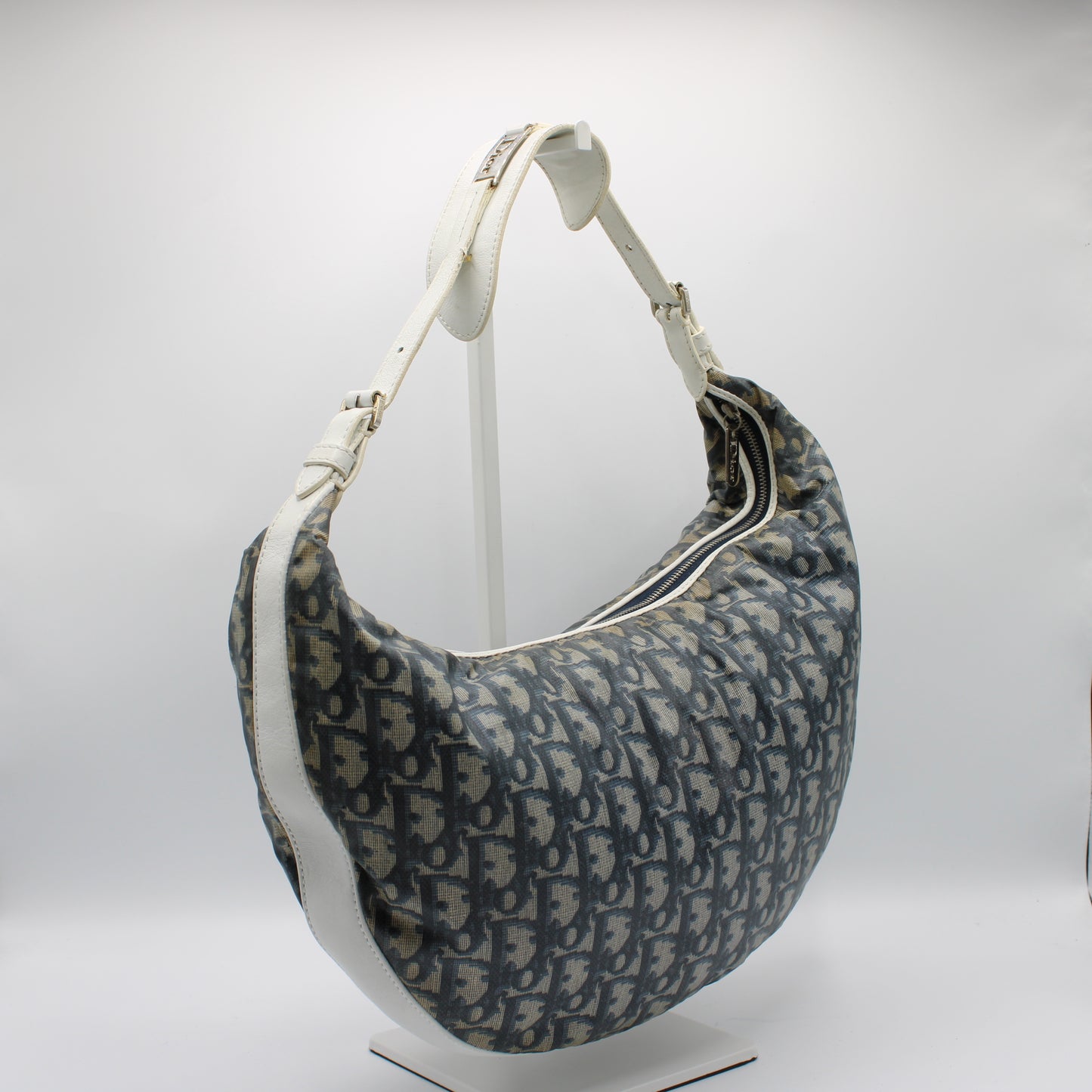 Christian Dior Navy Monogram Canvas Trotter Shoulder Bag