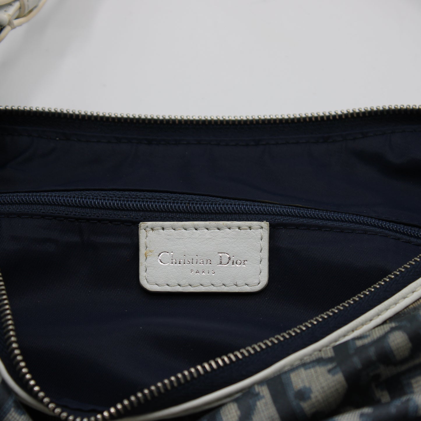 Christian Dior Navy Monogram Canvas Trotter Shoulder Bag