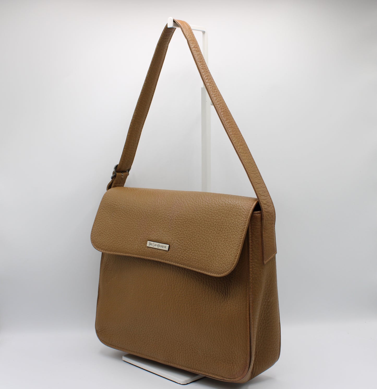 Yves Saint Laurent Brown Leather Flap-Over Shoulder Bag