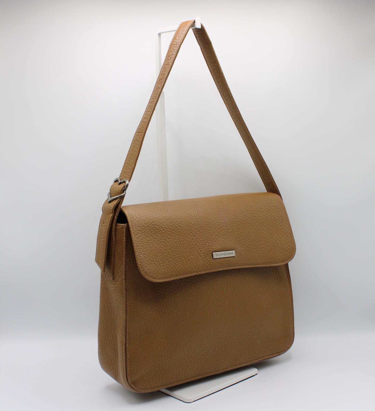 Yves Saint Laurent Brown Leather Flap-Over Shoulder Bag