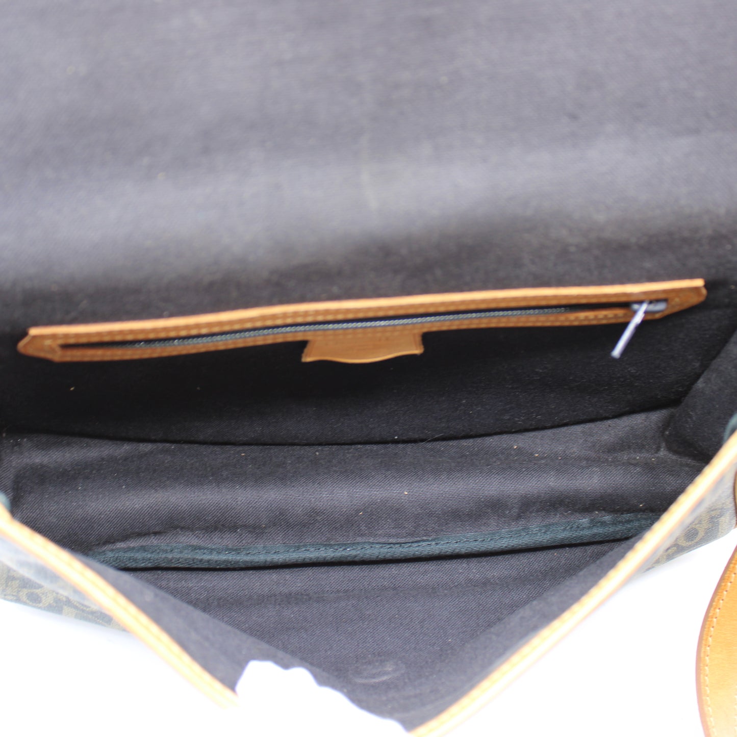 Christian Dior Brown Oblique Leather Canvas Flap Messenger Bag