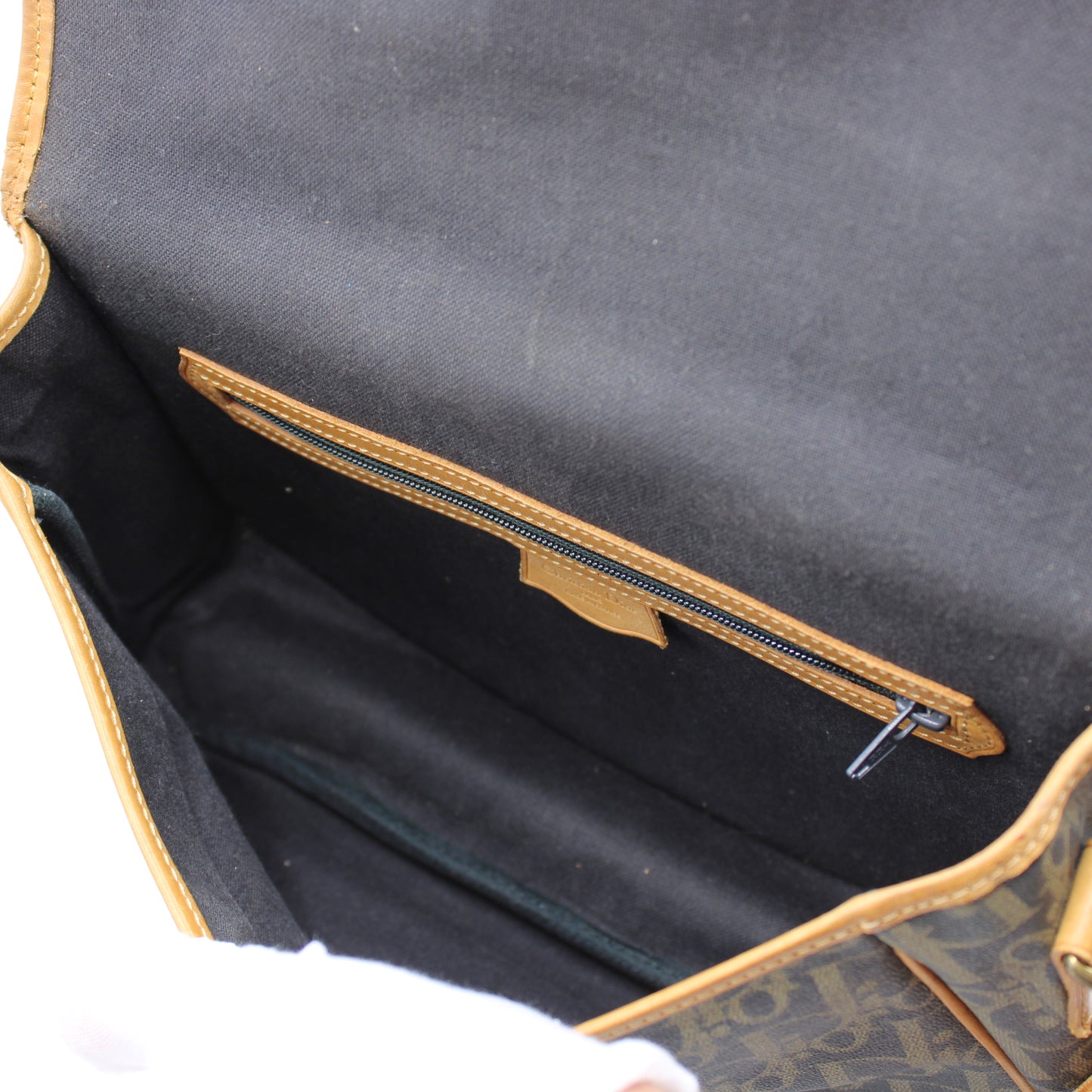 Christian Dior Brown Oblique Leather Canvas Flap Messenger Bag
