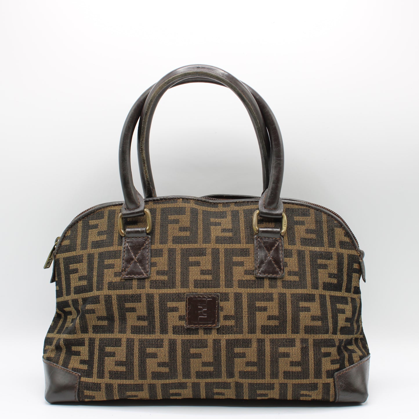 Fendi Brown Zucca FF Print Mini Boston Bag